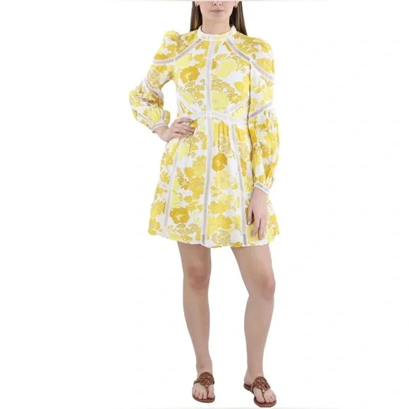 white puff sleeve linen dress Cute White Linen Babydoll Puff Sleeves Dress main image 0